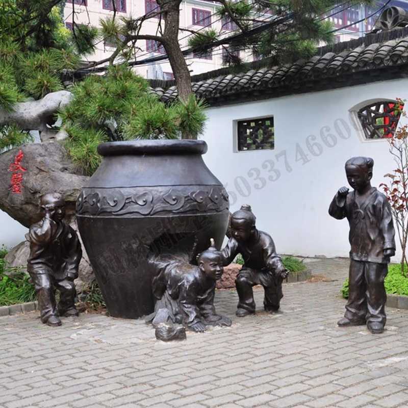 銅小孩雕塑，兒童銅雕塑