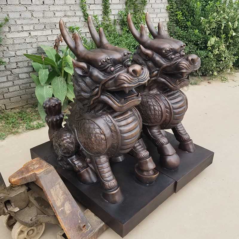 銅麒麟雕塑，銅麒麟擺件，鎮(zhèn)宅風(fēng)水麒麟