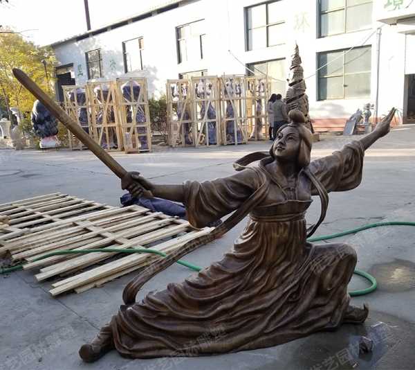 盛唐舞劍第一人——公孫大娘，銅人物雕塑